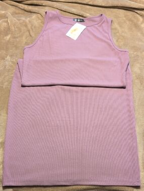 Prettygardrn Sleeveless Ribbed Tank Dress in Dusty Mauve - Women
